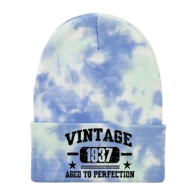 1937 Vintage Aged To Perfection Birthday Gift Tie Dye 12in Knit Beanie