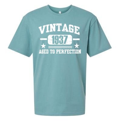 1937 Vintage Aged To Perfection Birthday Gift Sueded Cloud Jersey T-Shirt