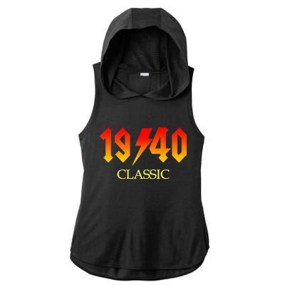 1940 Classic Rock 80th Birthday Ladies PosiCharge Tri-Blend Wicking Draft Hoodie Tank