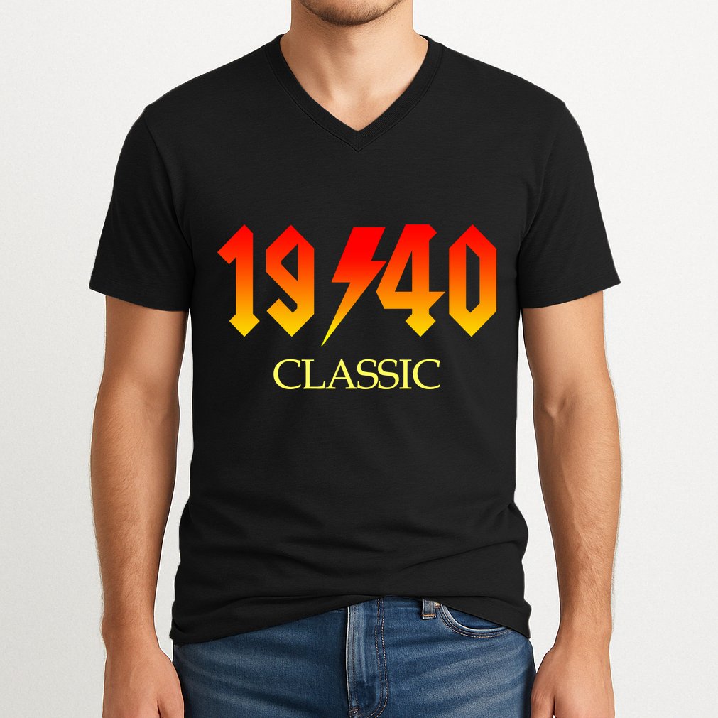 1940 Classic Rock 80th Birthday V-Neck T-Shirt