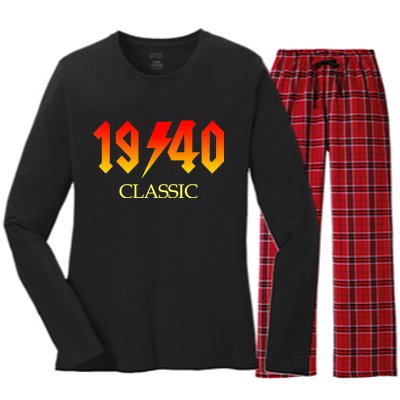 1940 Classic Rock 80th Birthday Women's Long Sleeve Flannel Pajama Set 