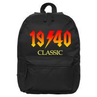 1940 Classic Rock 80th Birthday 16 in Basic Backpack