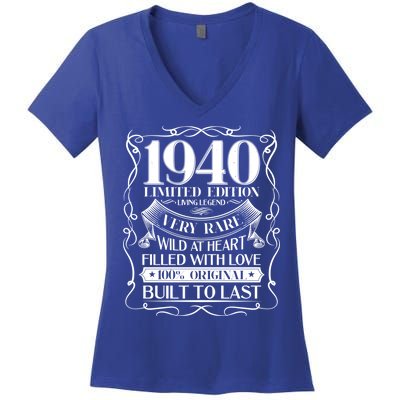 1940 Rare Limited Edition Legend 80th Birthday Women's V-Neck T-Shirt