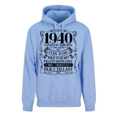 1940 Rare Limited Edition Legend 80th Birthday Unisex Surf Hoodie