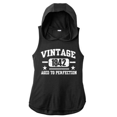 1942 Vintage Aged To Perfection Birthday Gift Ladies PosiCharge Tri-Blend Wicking Draft Hoodie Tank