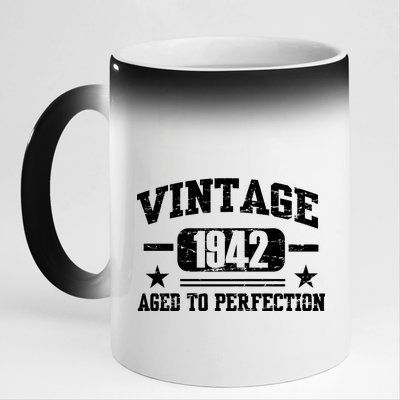 1942 Vintage Aged To Perfection Birthday Gift 11oz Black Color Changing Mug