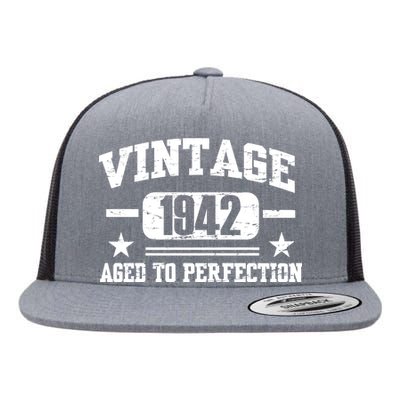 1942 Vintage Aged To Perfection Birthday Gift Flat Bill Trucker Hat