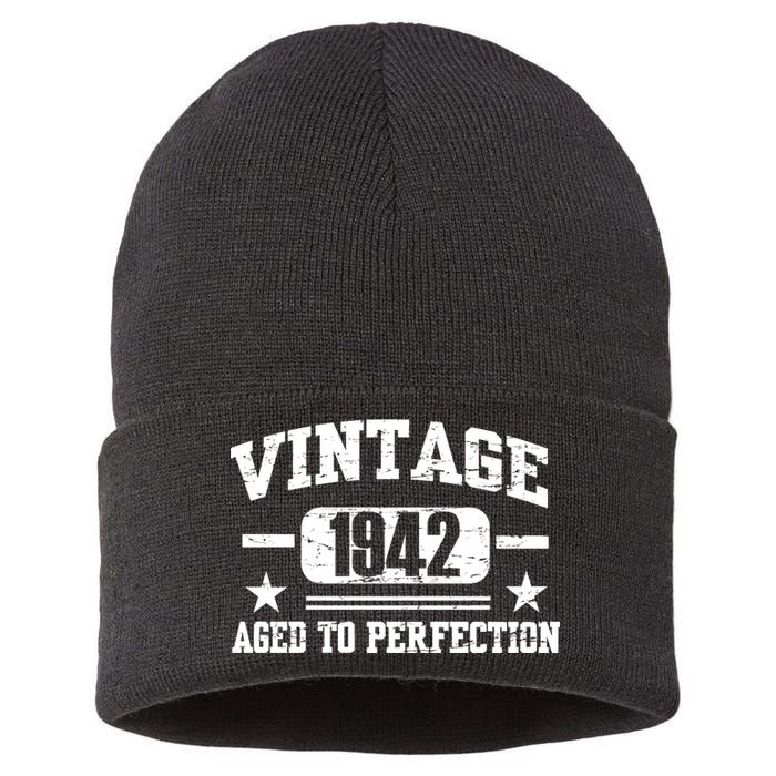 1942 Vintage Aged To Perfection Birthday Gift Sustainable Knit Beanie