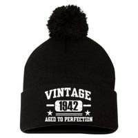 1942 Vintage Aged To Perfection Birthday Gift Pom Pom 12in Knit Beanie