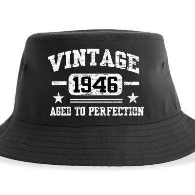 1946 Vintage Aged To Perfection Birthday Gift Sustainable Bucket Hat