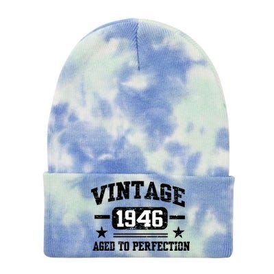 1946 Vintage Aged To Perfection Birthday Gift Tie Dye 12in Knit Beanie