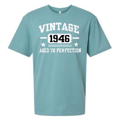 1946 Vintage Aged To Perfection Birthday Gift Sueded Cloud Jersey T-Shirt