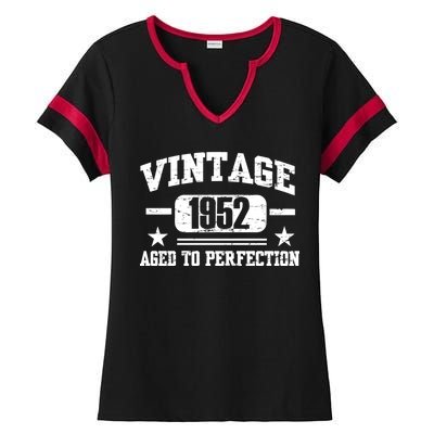 1952 Vintage Aged To Perfection Birthday Gift Ladies Halftime Notch Neck Tee