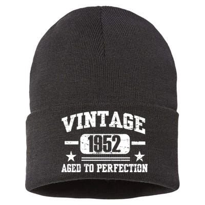 1952 Vintage Aged To Perfection Birthday Gift Sustainable Knit Beanie