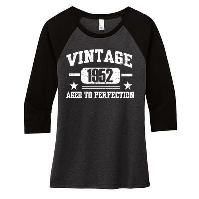 1952 Vintage Aged To Perfection Birthday Gift Women's Tri-Blend 3/4-Sleeve Raglan Shirt