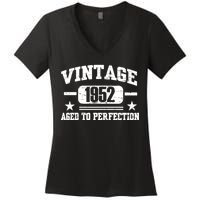 1952 Vintage Aged To Perfection Birthday Gift Women's V-Neck T-Shirt