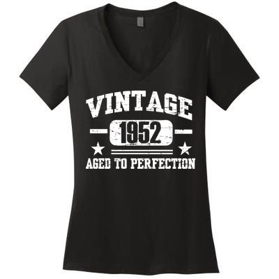 1952 Vintage Aged To Perfection Birthday Gift Women's V-Neck T-Shirt