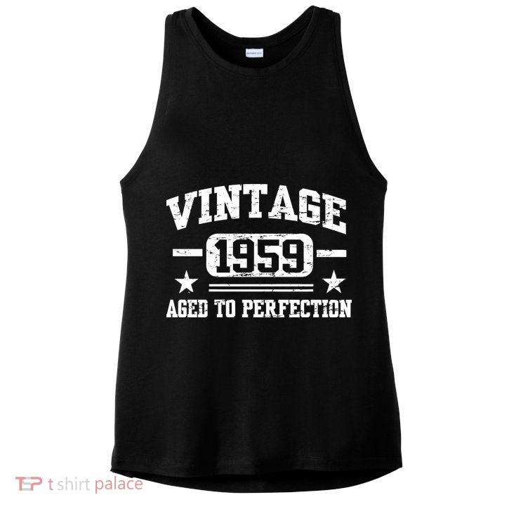 1959 Vintage Aged To Perfection Birthday Gift Ladies PosiCharge Tri-Blend Wicking Tank