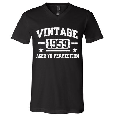 1959 Vintage Aged To Perfection Birthday Gift V-Neck T-Shirt