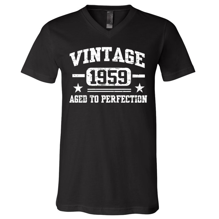 1959 Vintage Aged To Perfection Birthday Gift V-Neck T-Shirt