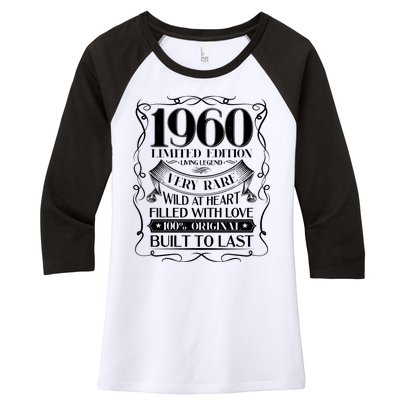 1960 Rare Limited Edition Legend 60th Birthday Women's Tri-Blend 3/4-Sleeve Raglan Shirt