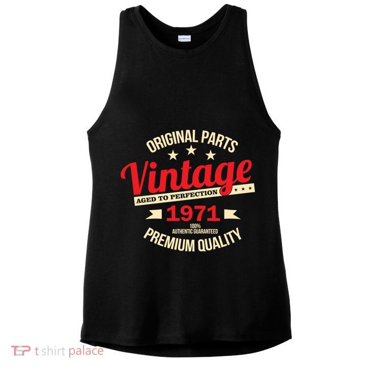 1971 Original Parts Vintage 50th Birthday Ladies PosiCharge Tri-Blend Wicking Tank