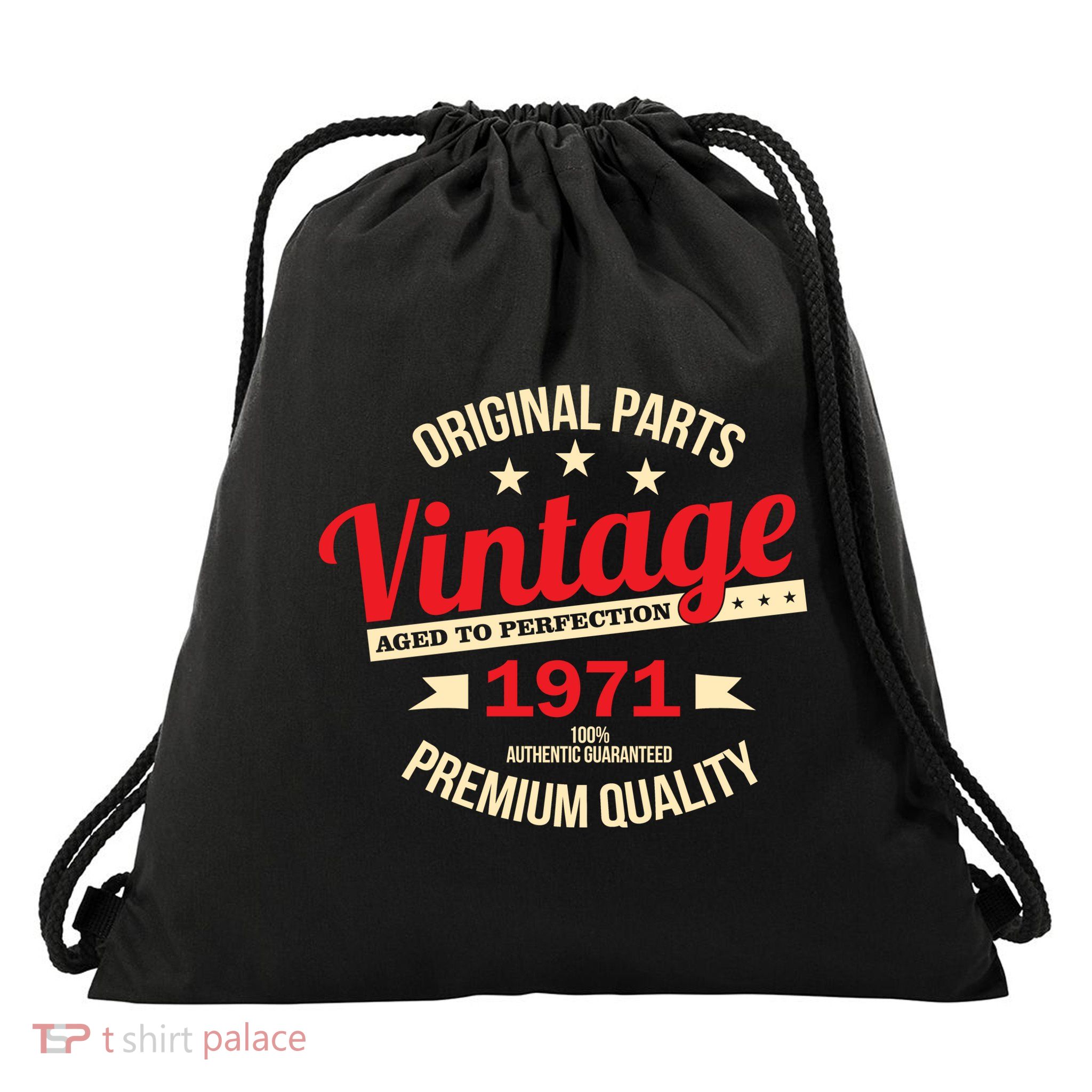 1971 Original Parts Vintage 50th Birthday Drawstring Bag