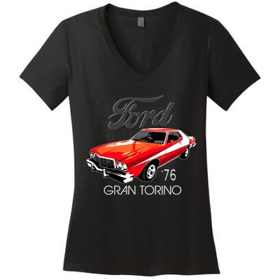 1976 Ford Gran Torino Women's V-Neck T-Shirt