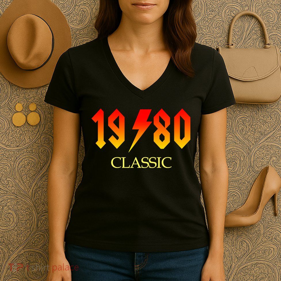 1980 Classic Rock 40th Birthday Women's V-Neck T-Shirt