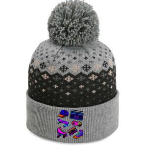 1980 Eighties Old School Retro Neon The Baniff Cuffed Pom Beanie