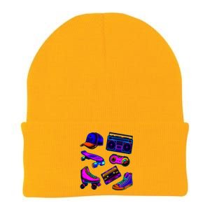 1980 Eighties Old School Retro Neon Knit Cap Winter Beanie