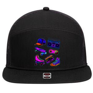 1980 Eighties Old School Retro Neon 7 Panel Mesh Trucker Snapback Hat