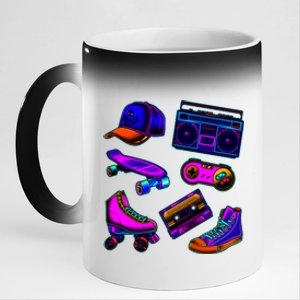 1980 Eighties Old School Retro Neon 11oz Black Color Changing Mug