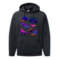 1980 Eighties Old School Retro Neon Performance Fleece Hoodie