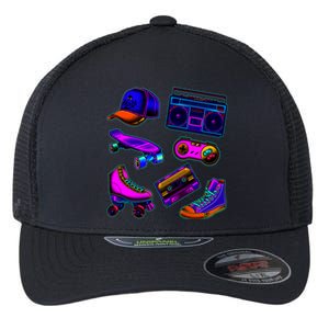 1980 Eighties Old School Retro Neon Flexfit Unipanel Trucker Cap