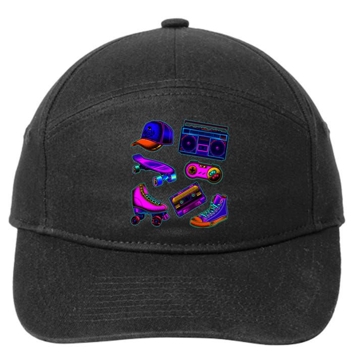 1980 Eighties Old School Retro Neon 7-Panel Snapback Hat