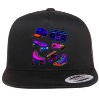 1980 Eighties Old School Retro Neon Flat Bill Trucker Hat