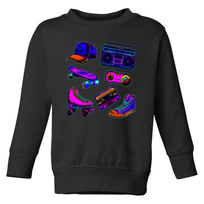 1980 Eighties Old School Retro Neon Toddler Sweatshirt