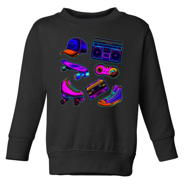 1980 Eighties Old School Retro Neon Toddler Sweatshirt