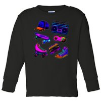 1980 Eighties Old School Retro Neon Toddler Long Sleeve Shirt