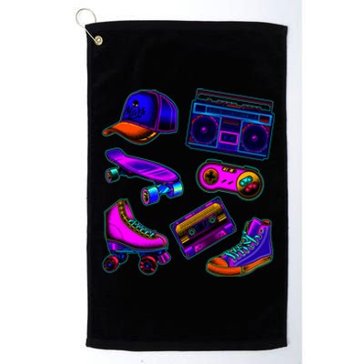 1980 Eighties Old School Retro Neon Platinum Collection Golf Towel