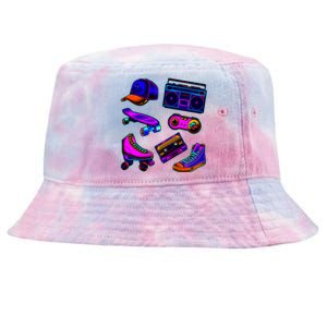 1980 Eighties Old School Retro Neon Tie-Dyed Bucket Hat