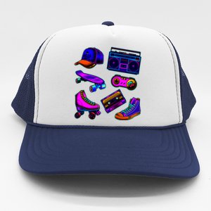 1980 Eighties Old School Retro Neon Trucker Hat