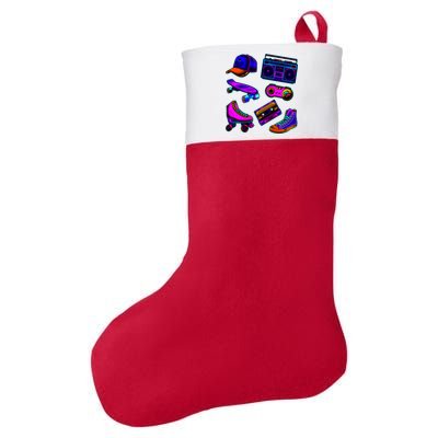 1980 Eighties Old School Retro Neon Felt Holiday Christmas Stocking