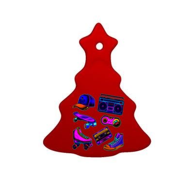 1980 Eighties Old School Retro Neon Ceramic Tree Ornament