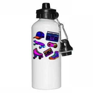 1980 Eighties Old School Retro Neon Aluminum Water Bottle