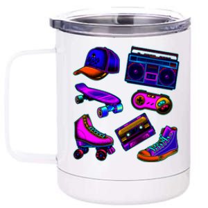 1980 Eighties Old School Retro Neon 12 oz Stainless Steel Tumbler Cup