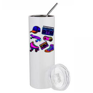 1980 Eighties Old School Retro Neon Stainless Steel Tumbler