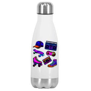 1980 Eighties Old School Retro Neon Stainless Steel Insulated Water Bottle