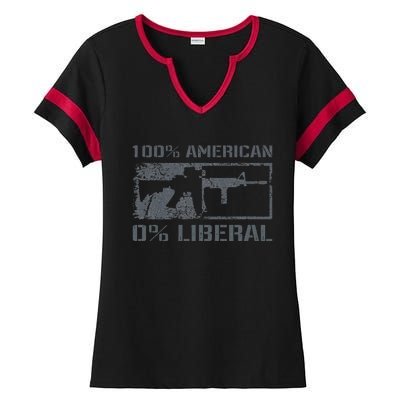 100 American 0 Liberal 2nd Amendment Ar15 Rifle Funny Gun Ladies Halftime Notch Neck Tee